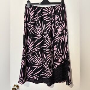 Vintage Black and Pink Floral A-Line Skirt